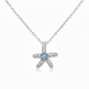 Silver Starfish‎ Labradorite Pendant Necklace Ocean Beach Celestial Jewelry